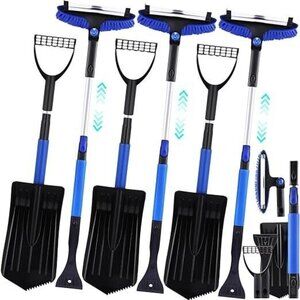 3 Pack Snow Removal Sets, 5 in 1 Snow Shovel for Car Ice Scrapers and Snow Brush